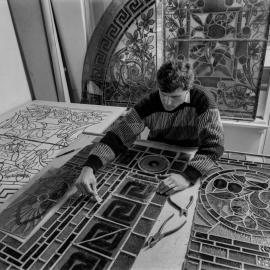 Restoration of the stained glass windows in Town Hall, George Street Sydney, 1991