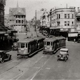 Trams at Kings Cross, Darlinghurst, 1932