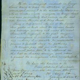 Petition  - Removal of loiterers in George Street on Sundays, 1865