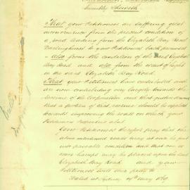 Petition - Requesting road formation and lighting in Elizabeth Bay Road, 1869