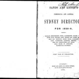 Sands Sydney, Suburban and Country Commercial Directory, 1858