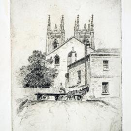 Etching - Towers of St Andrew's by Sydney Ure Smith, 1915