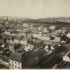 Panorama of Sydney - Looking east north east from Sydney Town Hall clocktower, circa 1873
