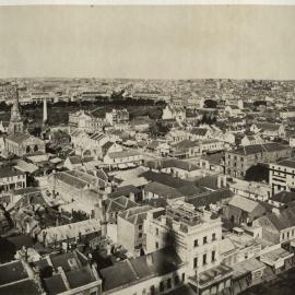 Panorama of Sydney - Looking east south east from Sydney Town Hall clocktower, circa 1873