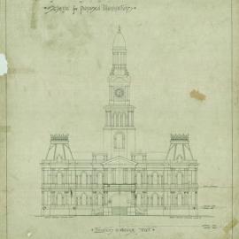 Plan - Scheme for proposed illumination of Sydney Town Hall,  Elevation to George Street, no date