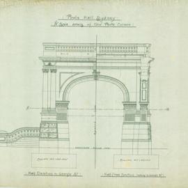 New Porte Cochere Sydney Town Hall, elevation to George Street, no date