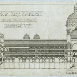 Plan - Longitudinal section, Queen Victoria Building (QVB) Sydney, 1892