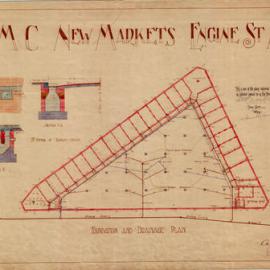 Plan - Foundation and drainage for new markets, Engine Street area Haymarket, 1909