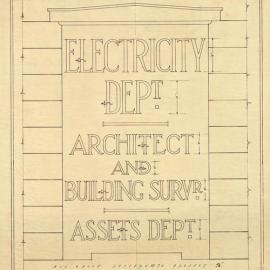 Plan - Signage for new entrance of Electricity Department, Sydney, 1924