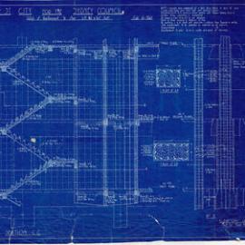 Plan - Blueprint of reinforcement to stairs of Phillip Street substation, Sydney, 1914