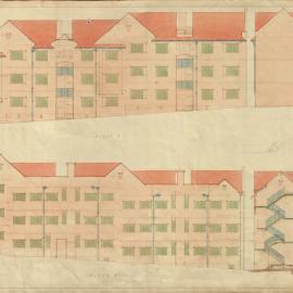Plan - Elevations of Workmen's Dwellings, Dowling Street Woolloomooloo, 1924