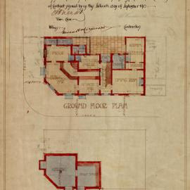 Plan - Ground Floor and Basement of the Royal Oak Hotel, corner of Abercrombie Street and Myrtle Street Chippendale, 1912