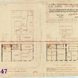 Plan - Ground Floor and First Floor of the Strand Hotel, corner of William Street and Crown Street Darlinghurst, 1922