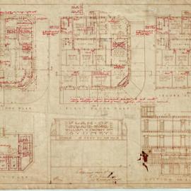 Plan - Floors and Section B.B. of the Strand Hotel, corner of William Street and Crown Street Darlinghurst, 1922