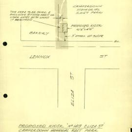 Plan - Proposed electricity kiosk 1419, Camperdown Memorial Rest Park Eliza Street Newtown, no date