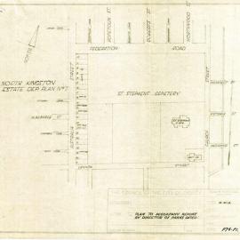 Plan – St Stephens Cemetery plan with notes, to accompany a report by the Director of Parks, no date