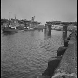 Pyrmont Bridge steel swing span open, Pyrmont, 1937