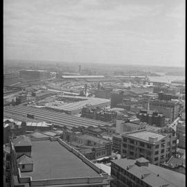 View from Central Railway Station clock tower towards Darling Harbour, Haymarket, 1937