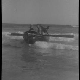 Lifesavers in surfboat, North Bondi, 1935
