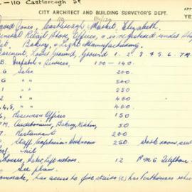 Building Survey Card - David Jones, 84-110 Castlereagh Street Sydney, 1947
