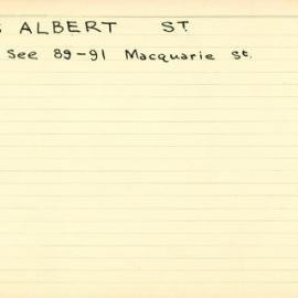 Building Survey Card - 6 Albert Street, see 89-91 Macquarie Street Sydney
