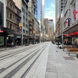 Deserted George Street near The Dymocks Bookstore, during Covid-19 pandemic, 2021