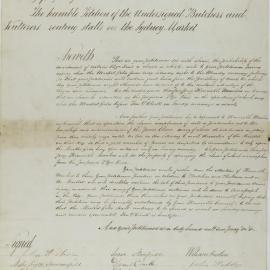 Petition - Complaint about a bye-law to close markets between Friday and Monday, Sydney, 1844