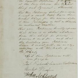 Petition - Request by ferry watermen to erect a shelter at Market Wharf, Sydney, 1844