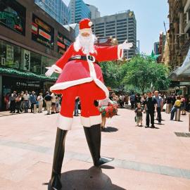 Street entertainer as Santa, Pitt Street Mall Sydney, 2004