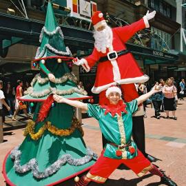 Actors as Christmas icons in front of Skygarden, Pitt Street Mall Sydney, 2004
