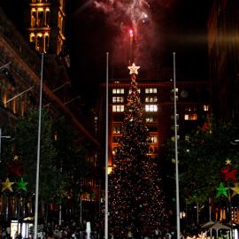 Christmas tree lights up, Martin Place Sydney, 2005
