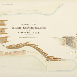 Proposed wharf accommodations, Circular Quay, circa 1874