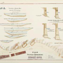 Map - Proposed improvements to Sydney Cove retaining walls, Sydney, circa 1874