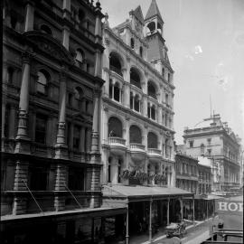 Streetscape featuring the Hotel Arcadia, Pitt and Castlereagh Streets Sydney, circa 1920