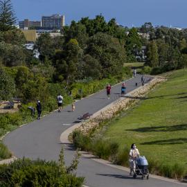 People exercising during Covid-19 lockdown, Sydney Park Alexandria, 2021