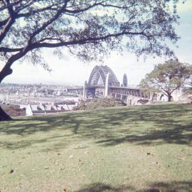 Sydney Harbour Bridge from Observatory Hill Park, Millers Point, 1963