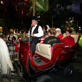 Sleigh ride with Lord Mayor Clover Moore and Santa, Martin Place Sydney, 2006
