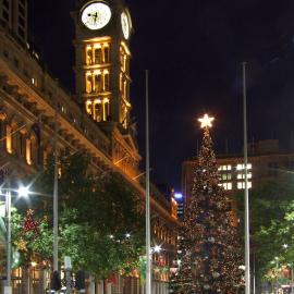 Christmas tree and General Post Office building and clock tower, Martin Place Sydney, 2006
