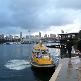 Water taxi collecting passengers near the Sydney Uni Boathouse, Glebe, 2009
