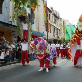 Dragon dancers, Chinese New Year, Hay Street Haymarket, 2004