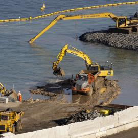 Coastal work during the construction of Barangaroo Reserve, Barangaroo, 2014