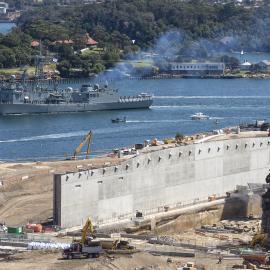 HMAS Sydney and early construction work, Barangaroo Reserve Barangaroo, 2013