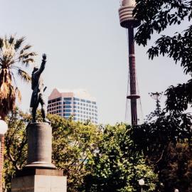 Captain Cook Memorial and Sydney Tower, Hyde Park, circa 1990-1995