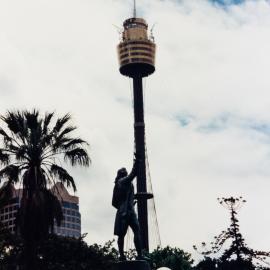 Captain Cook Memorial and Sydney Tower from Hyde Park, circa 1990-1995