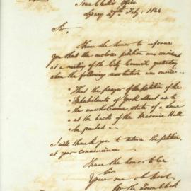 Letter - Forward of petition of inhabitants of York Street regarding state of lane, 1844