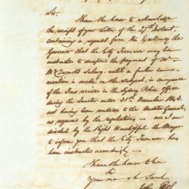 Letter - Receipt of request that City suspends Mr McDermot's salary, 1844