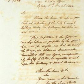 Letter - Notice that petition to Governor prepared by Special Committee has been adopted, 1844