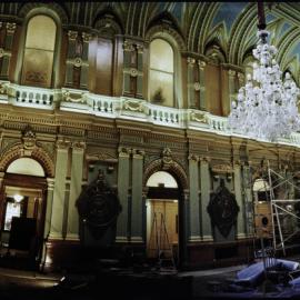 Restoration works in Sydney Town Hall, George Street Sydney, 1991