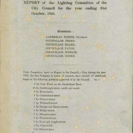 Report of the Lighting Committee for the year ending 31 October 1851