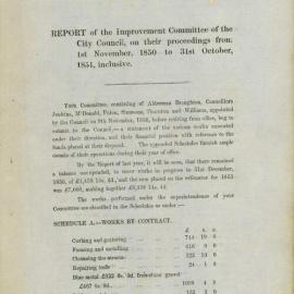 Report of the Improvement Committee from 1 November 1850 to 31 October 1851